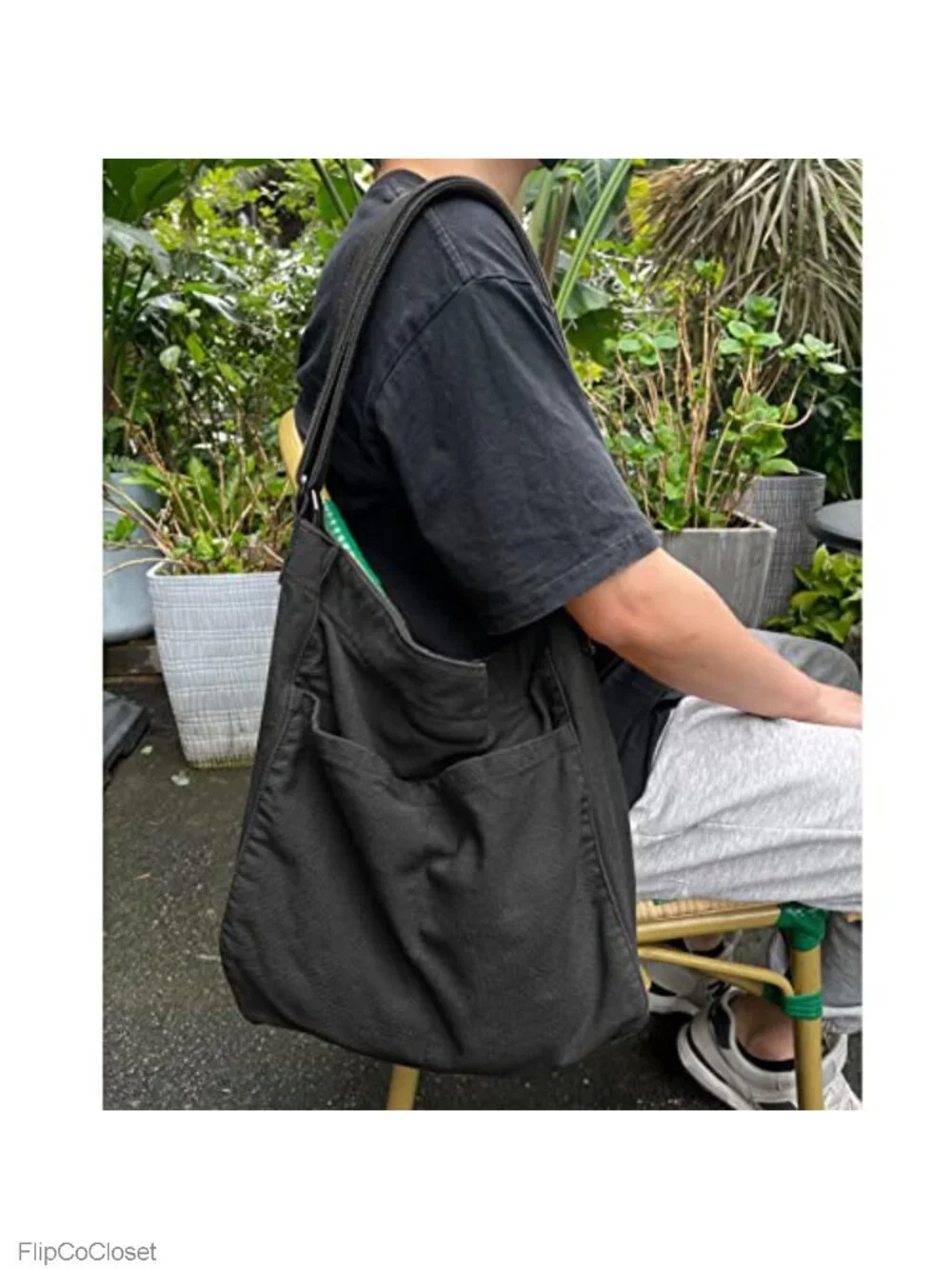 Canvas Hobo Crossbody Shoulder Tote Bag Multi Pocket Casual Purse